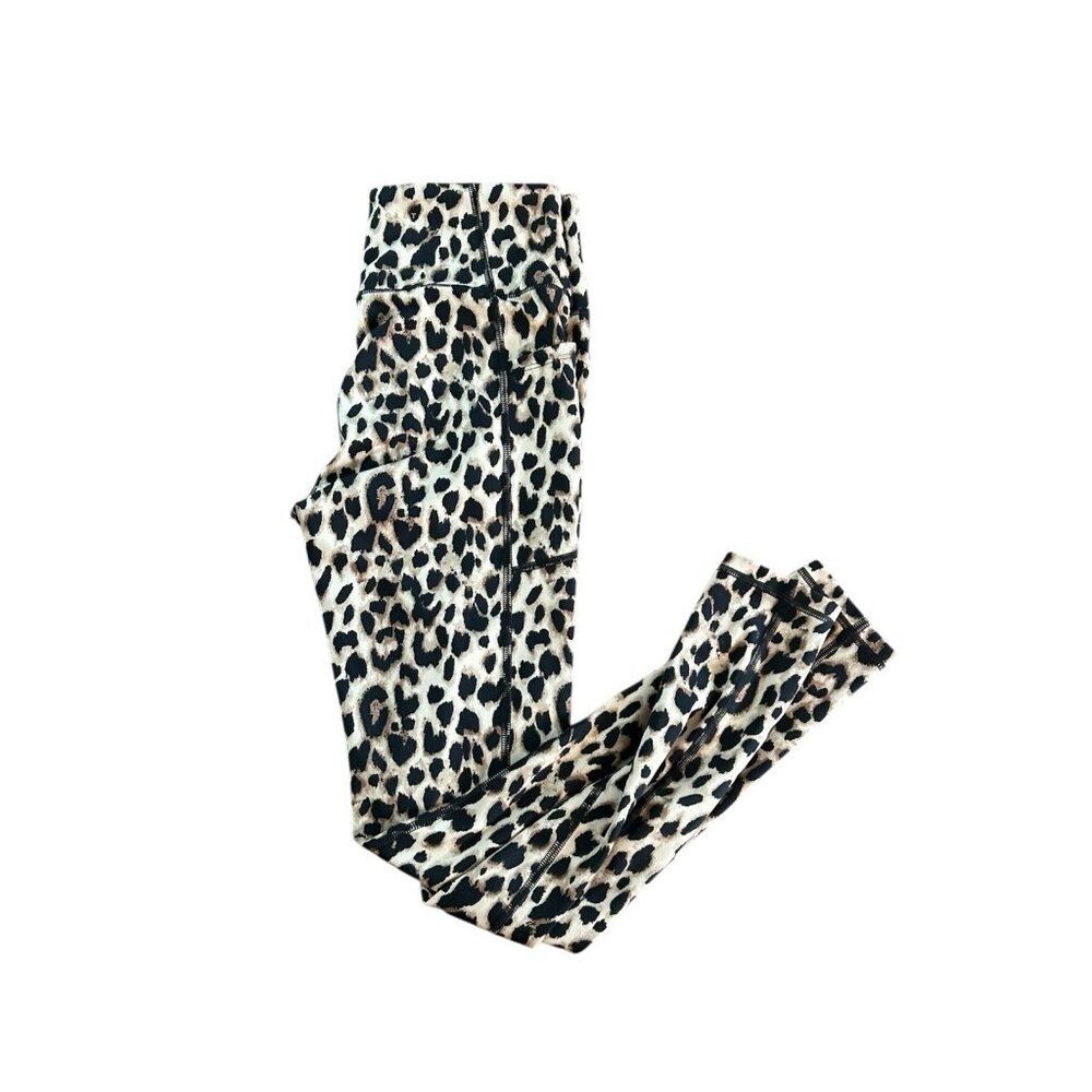 Victoria Secret Legging Pull On Leopard Print Exercise Gym Fitness Black Sz S